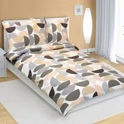 Lenjerie de pat Bellatex Flanel Semicerc maro,somon , 140 x 220 cm, 70 x 90 cm