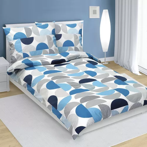 Lenjerie pat din bumbac Bellatex Semicerc albastru, 140 x 200 cm, 70 x 90 cm, 140 x 200 cm, 70 x 90 cm