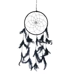 InDecor Captator de vise din bumbac cu pene negru,30 x 30 x 90 cm