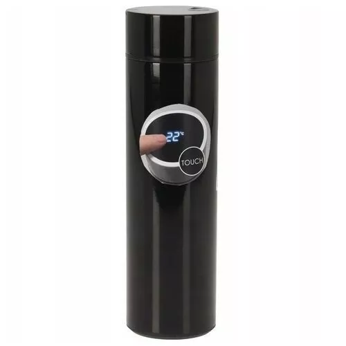 Termos din oțel inoxidabil cu termometru EH Temp 450 ml, negru