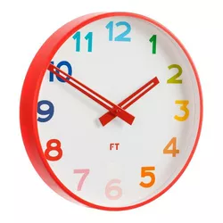 Ceas de perete Future Time FT5010RD Rainbow red, pentru copii, de design, diam. 30 cm