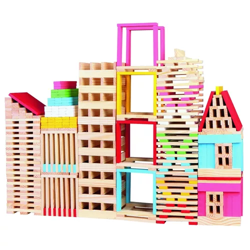 Joc modular din lemn Bino Oraș, 150 piese
