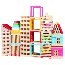 Joc modular din lemn Bino Oraș, 150 piese