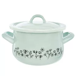Orion Oală emailată cu capac LOUKA 16 cm, verde