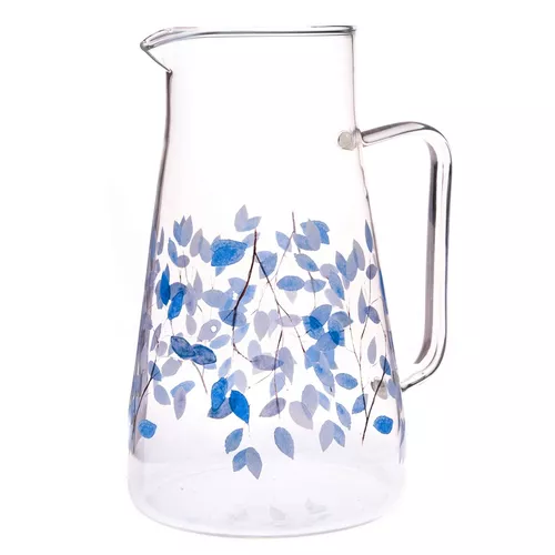 Carafă din sticlă Flori albastre, 1,45 l