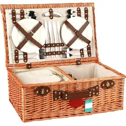 Coș de picnic pentru 4 persoane maro, 54 x 34 x 20 cm
