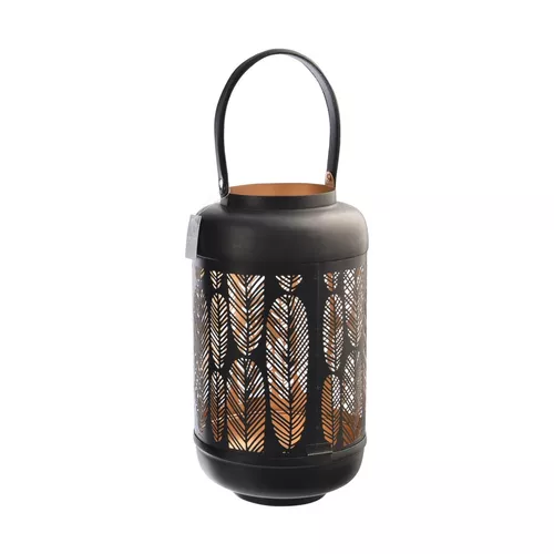 InDecor Suport metalic pentru lumânări Leaf negru,19 x 19 x 38 cm