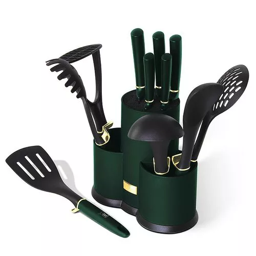 Berlinger Haus Set 12 ustensile de bucătărie în suport Emerald Collection