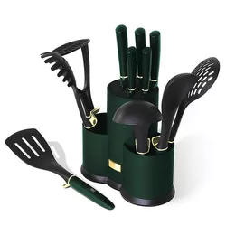 Berlinger Haus Set 12 ustensile de bucătărie în suport Emerald Collection