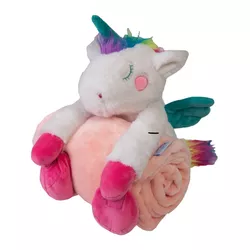 Pătură de copii Carol, cu jucărie din pluș unicorn, 85 x 100 cm