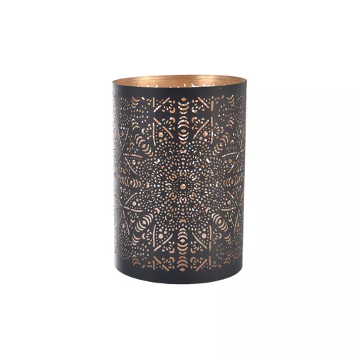 InDecor Suport de lumânări din metal Mandalanegru, 12 x 12 x 18 cm