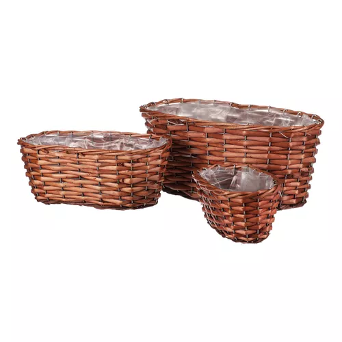 Set ghivece ovale de răchită Garden, 3 buc., 3 dimensiuni