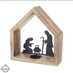 Orion Suport lumânare din lemn de mango Betleem,20 x 6,5 x 22 cm