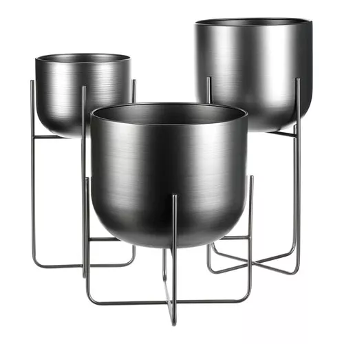 Set suporturi din metal pentru flori Moderny, gri,3 buc.