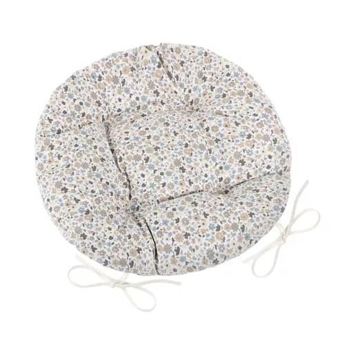 Perna de scaun Bellatex EMA rotundă matlasată Floare bej-albastru , 40 cm