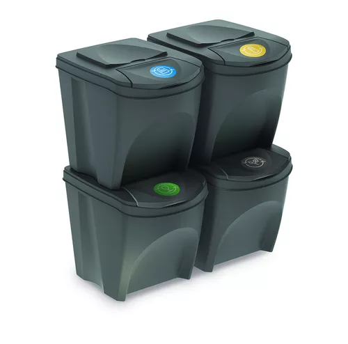 Coșuri selectare gunoi Sortibox 25 l, 4 buc, gri