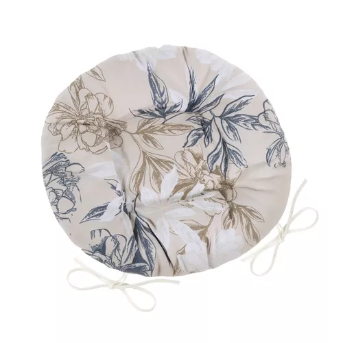 Pernă de scaun Bellatex DITA rotundă matlasată  Floare gri-bej, 40 cm