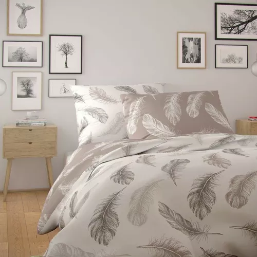 Lenjerie de pat din bumbac Kvalitex Nordic Shelby,bej, 140 x 220 cm, 70 x 90 cm