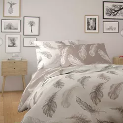 Lenjerie de pat din bumbac Kvalitex Nordic Shelby,bej, 140 x 220 cm, 70 x 90 cm