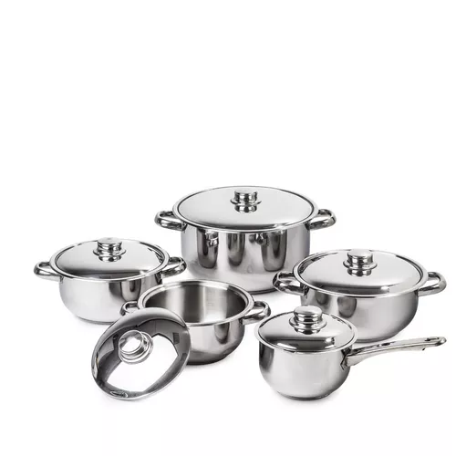 4Home set oale inox cu capac inox Destiny, 10 piese