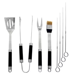 Set de grătar Orion, 8 piese în servietă, inox