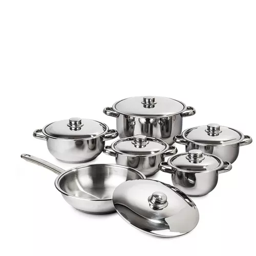 4Home set oale inox cu capac inox Destiny, 12 piese