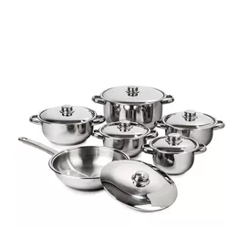 4Home set oale inox cu capac inox Destiny, 12 piese