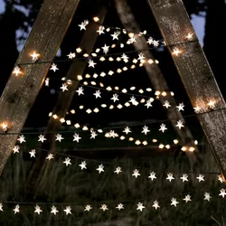 DecoKing Lanț luminos de Crăciun Stele alb cald,100 LED-uri