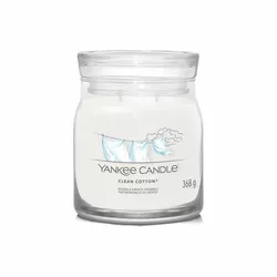 Lumânare parfumată Yankee Candle Signature în borcan, medie, Clean Cotton, 368 g