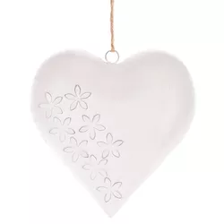 Decorațiune Inimă suspendată din metal 20 x 20 x 4 cm, albă