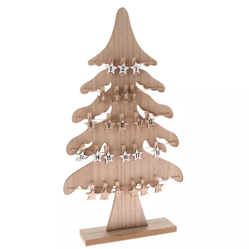 Calendar de Advent din lemn Copac maro , 26,5 x47,2 cm