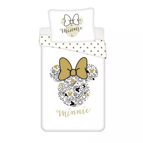 Lenjerie bumbac Minnie gold 02, 140 x 200 cm, 70 x 90 cm