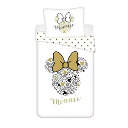 Lenjerie bumbac Minnie gold 02, 140 x 200 cm, 70 x 90 cm