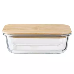 Recipient de sticlă cu capac din bambus Florina Clavato , 1,5 l