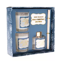 Set cadou Crăciun și zăpadă, 16,6 x 16,6 x 5,7 cm,difuzor + 2x lumânare parfumată