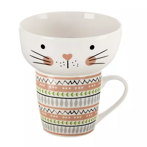 Orion Cană de porțelan cu bol Cat, 0,35 l