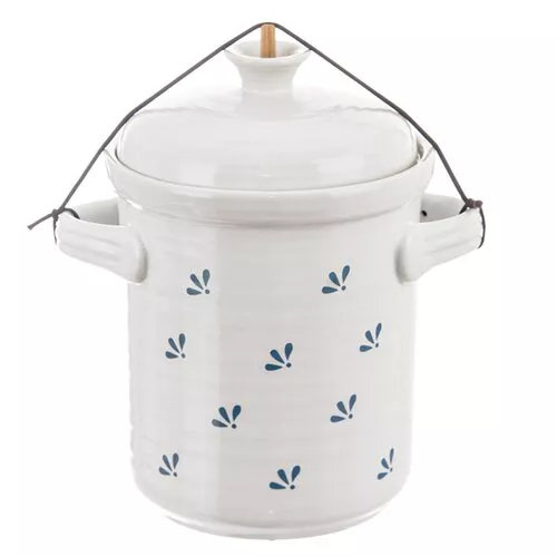 Oală ceramică pentru murături Orion 2,8 l,  alb-albastru