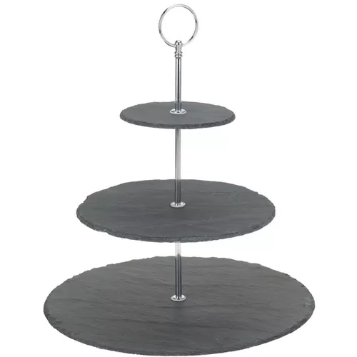 Stativ de servit Excellent, 3 etaje, ardezie