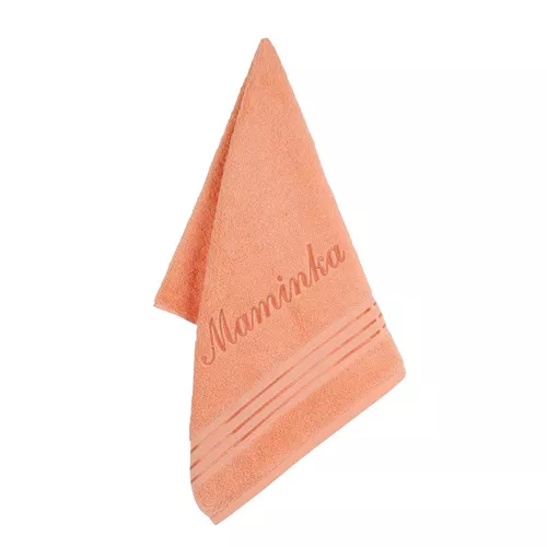 Prosop frotir cu broderie Mummy salmon ,50 x 100 cm