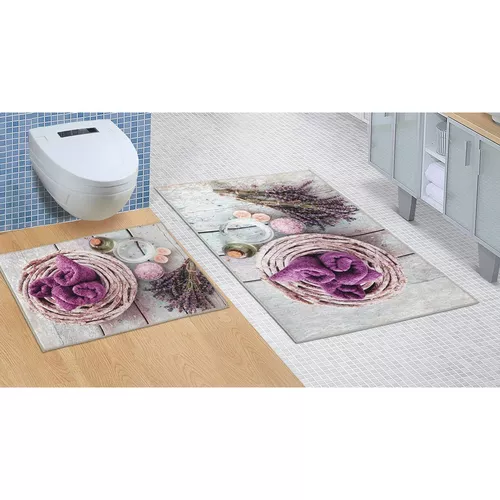 Set covorașe de baie Lavandă, 60 x 100 cm, 60 x 50 cm