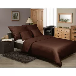 Lenjerie de pat MATEX Satin maro, 140 x 200 cm, 70 x 90 cm