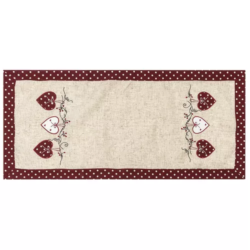 Faţă de masă Inimă bulină, roşu, 40 x 90 cm