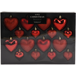 Set de ornamente de Crăciun Heart roșu, 16 buc, roșu