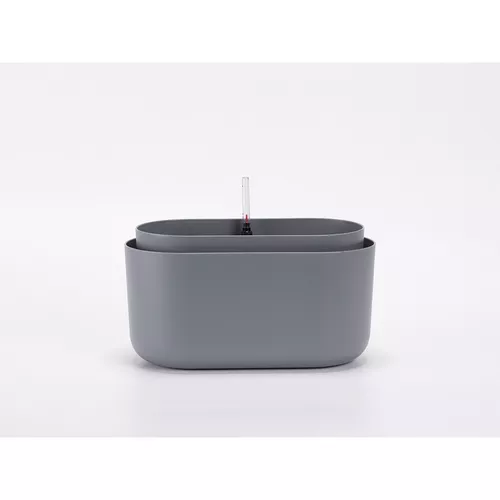 Jardinieră cu auto-irigare Plastia, gri,31 x 16 cm