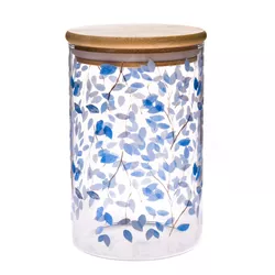 Doză din sticlă cu capac din bambus Florialbastre , 840 ml