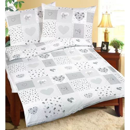 Lenjerie bumbac Bellatex Inimă, patchwork, 140 x 220 cm, 70 x 90 cm