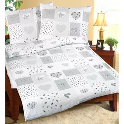 Lenjerie bumbac Bellatex Inimă, patchwork, 140 x 220 cm, 70 x 90 cm
