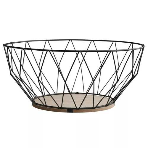 Coșuleț decorativ Altom din metal cu baza de lemn, 28 x 12 cm