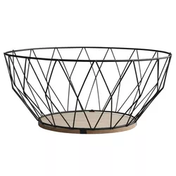 Coșuleț decorativ Altom din metal cu baza de lemn, 28 x 12 cm