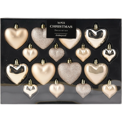 Set de ornamente de Crăciun Heart gold, 16 buc, auriu